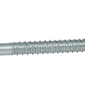 Close-up of Three Eighths By Three Inches Large Diameter Tapcon LDT Anchor For Concrete, Hardened Grade Five Steel, serrated hex washer head.