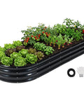 Galvanized Oval Raised Garden Bed 8x3x1 Ft For Vegetables, Flowers And Herbs, Rust Resistant, Easy Assembly, Outdoor Metal Planter Box