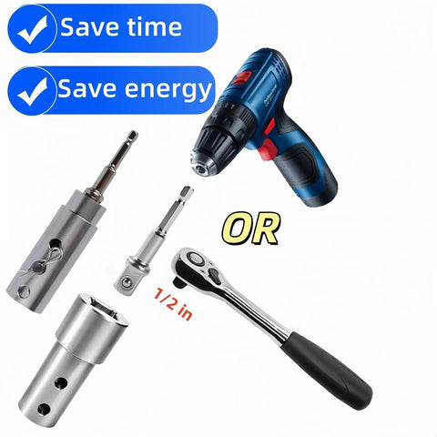 Heavy Duty Trailer Jack Drill Adapter Fits Half And One Inch Shaft Drives For Towing Campers Up To Twelve Thousand Lbs Quick Swap Design with cordless drill and adapter tools.