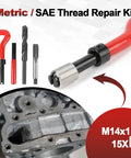 25 Piece M14x1.5 Thread Repair Kit With Inserts, Drill Bit, Tap And Install Tool For Auto Repair And Machinery Maintenance, Heavy Duty Fixes, Quick, Pro Grade, Easy Install, M14x1.5 insert and tool set