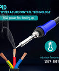 Digital Soldering Station With PID Temperature Control, 80W 110V Soldering Iron Kit showing precise heating on cables.