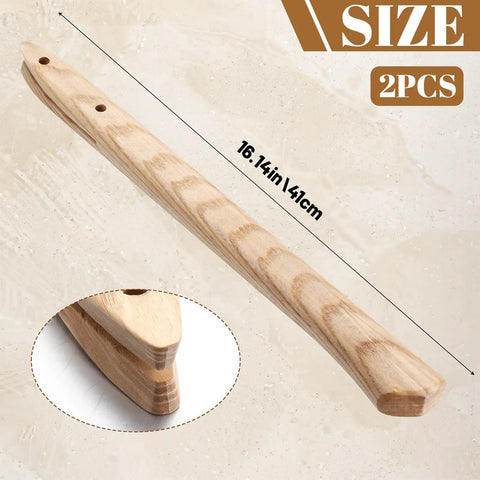 2 Pack 17 Inch Straight Wood Hammer Handles Replacement with mounting hardware for titanium hammers, shown in oak wood.