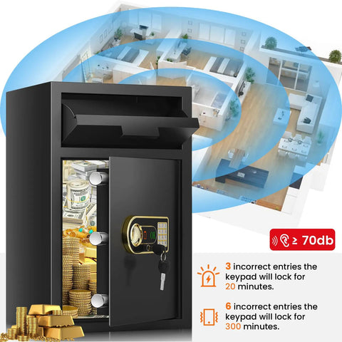 Beefy 5.8 Cu Ft Drop Safe Box For Business With Anti Theft Money Drop Depository, Lock And Slot, Digital Keypad And Spare Keys