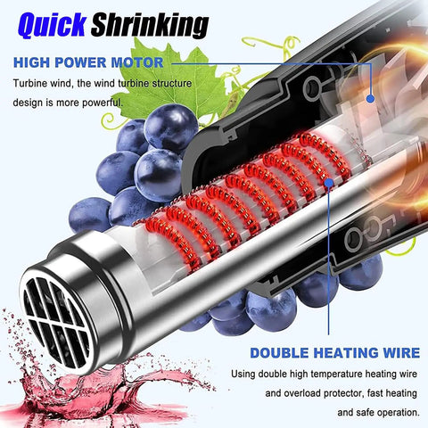 GFJYKDL Digital Bottle Heat Shrink Sealing Machine With Adjustable 40-600C Temp And Lcd Control heating element with double wire and high power motor
