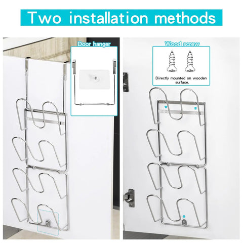 Installation methods for Kick Stale Clutter Out With This Heavy Duty Cabinet Pot Lid Organizer Door Mounted 304 Stainless Steel Cover Rack.