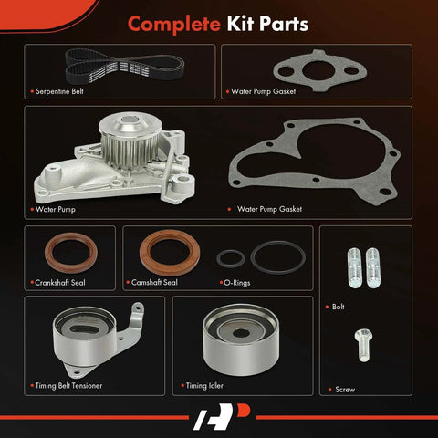 Timing Belt Kit With Water Pump And Tensioner For Toyota Camry Celica Solara 2.0L 2.2L Engines Includes Seals and Hardware
