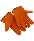 Rock Solid Full Leather Welding Gloves For Men And Women Electric Safety Gear With Daily Heavy Duty Grip Thick Palm Padding Premium Heat Resistant Shield in vibrant orange.