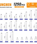 Knockout 1250 Piece White Nylon Phillips Bolt And Nut Assortment Kit For Smooth Pcb Wiring Featuring Tough As Nails M2 Through M6 Metric Threads And Flush Heads displayed with assorted sizes and quantities.