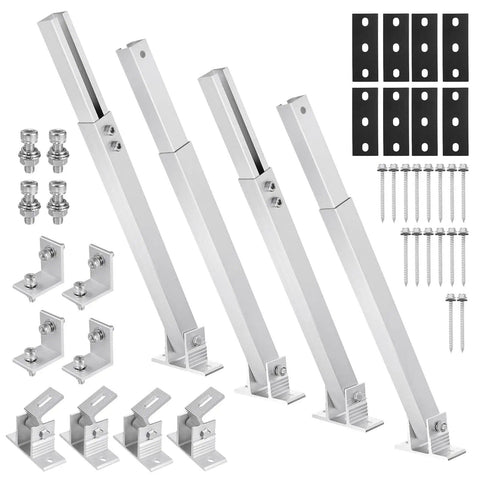 Adjustable Solar Panel Tilt Mount Brackets Kit Aluminum Alloy For Roof RV Boat Wall And Off Grid Camping Fits 50W To 400W Panels