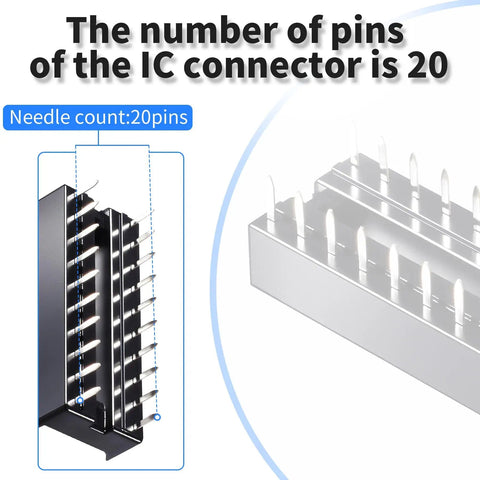 Close-up of 30 Pack 20 Pin DIP IC Socket Kit, 2.54mm Pitch Solder Friendly DIP Socket Adaptor For PCB Boards And Breadboard Projects, showing 20 pin count.