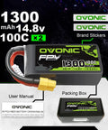 4S 1300mAh 14.8V LiPo Battery With XT60 Connector For RC FPV Racing Drone Quad Copter 100C High Discharge Soft Case shown with box