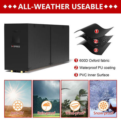 Heavy Duty Firewood Rack And 8-Foot Cover Bundle For Outdoor Wood Storage, Weather Resistant Powder Coated Finish diagram
