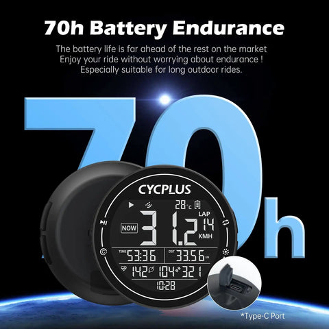 GPS Bike Computer With Wireless Connectivity, ANT Plus And Bluetooth Speedometer Odometer, 2.5 Inch Anti-Dazzle Screen, IPX6 Waterproof, Rechargeable Ride-Ready Bicycle Tracker for Outdoor Riders with 70-hour battery display