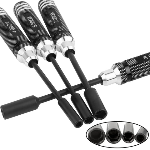 RC Nut Driver Set With Titanium Coated Tips For Hobby Drones Quadcopters Cars And Planes Four Size Hex Wrenches close-up