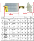 2S LiPo 8.4V 22W BM70 brushed submarine thruster with dimensions and specifications, IP68 waterproof, DIY ROV accessory