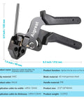 Heavy Duty Metal Tie Wrap Gun Kit With 200 Stainless Steel Cable Ties 4.6x270mm, tool dimensions and specs overview