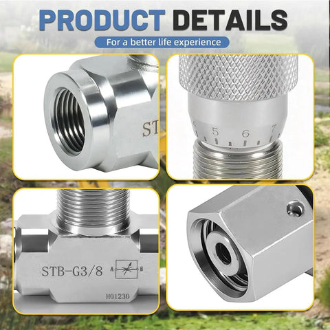 Stb G Three Eighths Inch Hydraulic Flow Control Valve With L08 M14 Connection for mini excavator 0.8 to 2 ton, alloy steel construction.