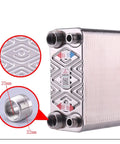 Heavy Duty 120 Plate Brazed Heat Exchanger Built With Food Grade SUS304 Stainless Steel And Pure Copper Core with 25mm and 32mm outlets