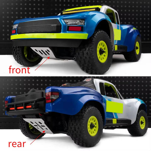 Heavy Duty Frame Chassis Upgrade Kit For Mojave Grom Mega 380 1/14 Scale RC Car, front skid plate and rear chassis protector view