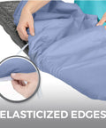 Heavy Duty Ironing Board Cover With Extra Thick Padding And Heat Reflective Silicone Coating Built Tough To Cut Your Chores Down And Keep Clothes Pristine Size 15 By 54 Inches Blue, highlighting elasticized edges.