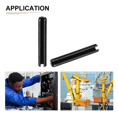 Slotted Spring Pin 3.3mm By 20mm Carbon Steel Roll Pin Black 20 Pack for DIY, automotive, and machining applications.