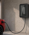 Drop Dead Sturdy EV Charger Cover With Weatherproof Lock Enclosure For Tesla Chargepoint And Grizzl E Plugs mounted on wall with charging plug