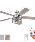 Carnegie 52 Inch Industrial Style Indoor Led Ceiling Fan with Light, Remote Control, Dual Finish Blades, Reversible Airflow