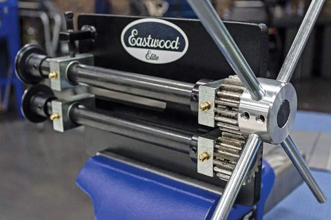 Heavy Duty Bead Roller 8 Inch With 22mm Shaft For Metal Fabrication shown close-up, featuring die set and 4 spoke crank handle.