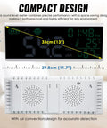 13 Inch Large LCD Decibel Meter With Alarm, 30 To 130dB Range, Wall Hanging Sound Level Gauge For Studio Classroom Home, Temperature And Humidity Display, Color Coded Alerts For Quick Noise Monitoring, front and rear view