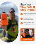 Man holding Ultralight Emergency Sleeping Bag Bivy Sack Waterproof Mylar Thermal Reflective Blanket for Hiking Bug Out Bags
