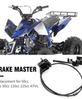 ATV with Beefed Up Left Hand Hydraulic Brake Caliper Assembly Replacement For 50cc To 150cc Chinese ATVs shown.