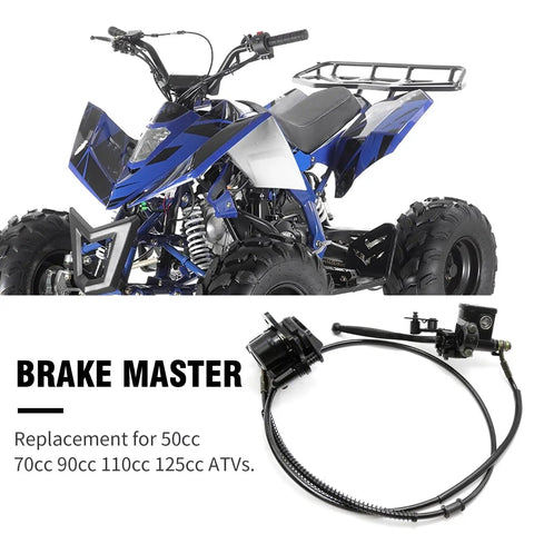 ATV with Beefed Up Left Hand Hydraulic Brake Caliper Assembly Replacement For 50cc To 150cc Chinese ATVs shown.