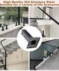 Rock Solid Square Glass Pin Clamps For Zero Drill Hassle Premium 304 Stainless Steel Railing Post Fittings in Smooth Black Finish