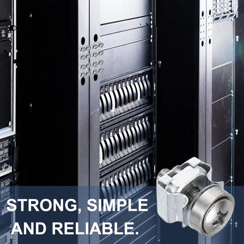 Pro Grade M5 X 20mm Cage Nuts and Rack Screws 20 Pack Zinc Coated snapped into server rack for audio console setup.