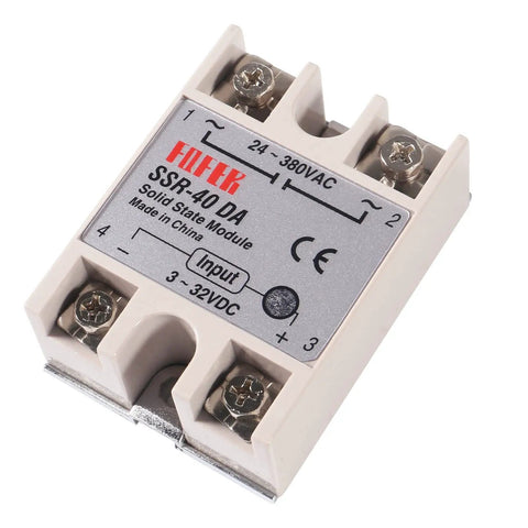 Set Of 3 40A Solid State Relay Module With 3-32V DC Input And 24-380V AC Output For Temperature Controllers Noiseless Spark Free Operation Ideal For PID Thermostats shown in close-up