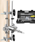 Rugged Door Mortise Lock Jig Kit for easy lock installation on wooden doors with tungsten steel cutters, adjustable slides, case view