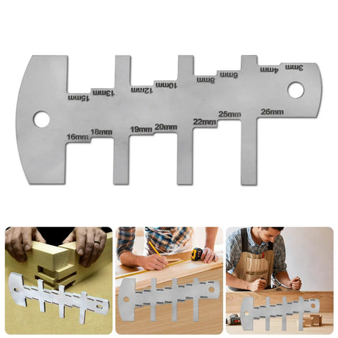 Pro Grade Stainless Steel Height Gauge For Woodworking And Router Depth Measurement From 3 To 26 mm shown on a wood surface