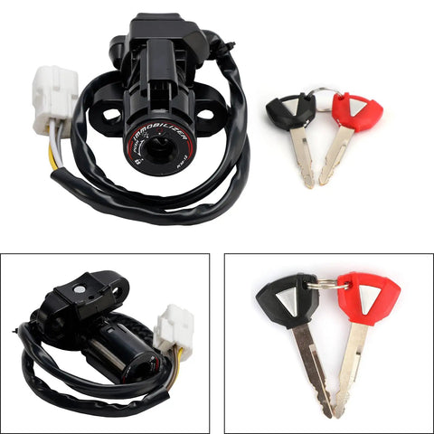 Ignition Switch Lock and Keys Kit For Kawasaki ER6N Z1000SX ER650 Ninja 650 400R Motorcycle 2011 To 2019 shown with two keys