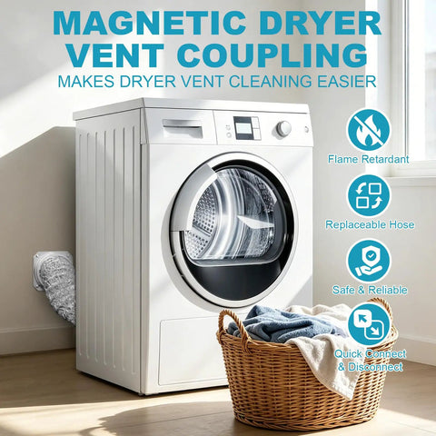 Dryer Vent Kit With Quick Connect And Airtight Seal 3.3ft 4 Inch Duct Plus 2 Clamps Fireproof for Portable Dryers next to a washer