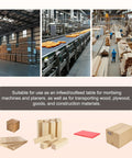 Heavy Duty Adjustable Conveyor Roller Table With Universal Wheels For Moving Wood And Construction Materials Up To 110lbs Loading Capacity in warehouse setting.