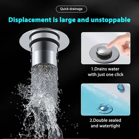 No Drama Bathroom Sink Stopper And Hella Strong Hair Catcher With Smooth Pop Up Drain Plug Built In Strainer Basket Universal Replacement Filter Trapping Every Strand Quick Easy Drainage Big Time Value Twin Set