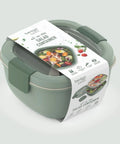 Salad On The Go Meal Prep Kit With 54 Oz Bowl Four Compartment Toppings Tray Leak Proof Dressing Container Reusable Fork BPA Free Lunch Box Removable Bento Tray Khaki Green, featuring packaging view