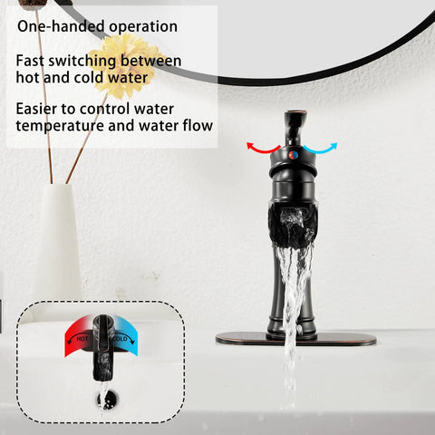 Oil Rubbed Bronze Waterfall Bathroom Faucet With Single Handle, 1 Or 3 Hole 4 Inch Install, sleek modern design