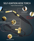 Self Ignition Propane Gas Torch Kit With Brass Hose 1.5m, Adjustable Flame For Welding Brazing HVAC Plumbing Barbecue And Metalworking, showing features.