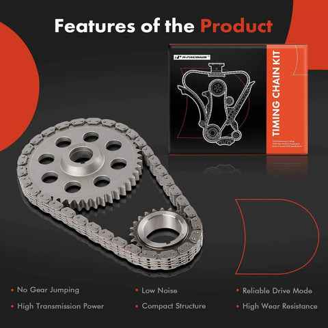 3 Piece Engine Timing Chain Kit With Sprocket For Jeep And Dodge Vehicles Including packaging and features