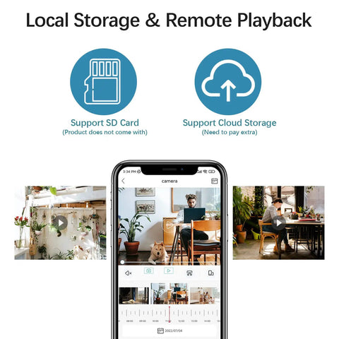 Smartphone displaying remote access for 3MP WiFi Bulb Camera System With E26 Screw Base Wireless Home Surveillance 360 Degree Panoramic Lens Night Vision Plug and Play Setup 2.4GHz WiFi Only No Wiring Indoor Security Camera