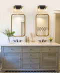 2 Light Vanity Light Fixture Black and Gold With Clear Glass Shade Matte Black Finish Brushed Gold Copper Accent Socket Modern Over Mirror Bathroom Wall Sconce For Bathrooms