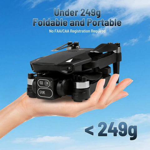 Hand holding foldable 4K HD FPV Mini Drone With Camera For Beginners, Brushless Motors, Altitude Hold, weighs under 249g