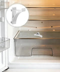 8 Pack Aluminum Shelf Clips for Fridge and Freezer, heavy duty clamp hooks in refrigerator with smooth surface detail.