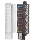 Eight Circuit Blade Fuse Block With Cover For Boats, Compact 100 Amp Marine Electrical Distribution Panel, Surface Mount Fuse Box